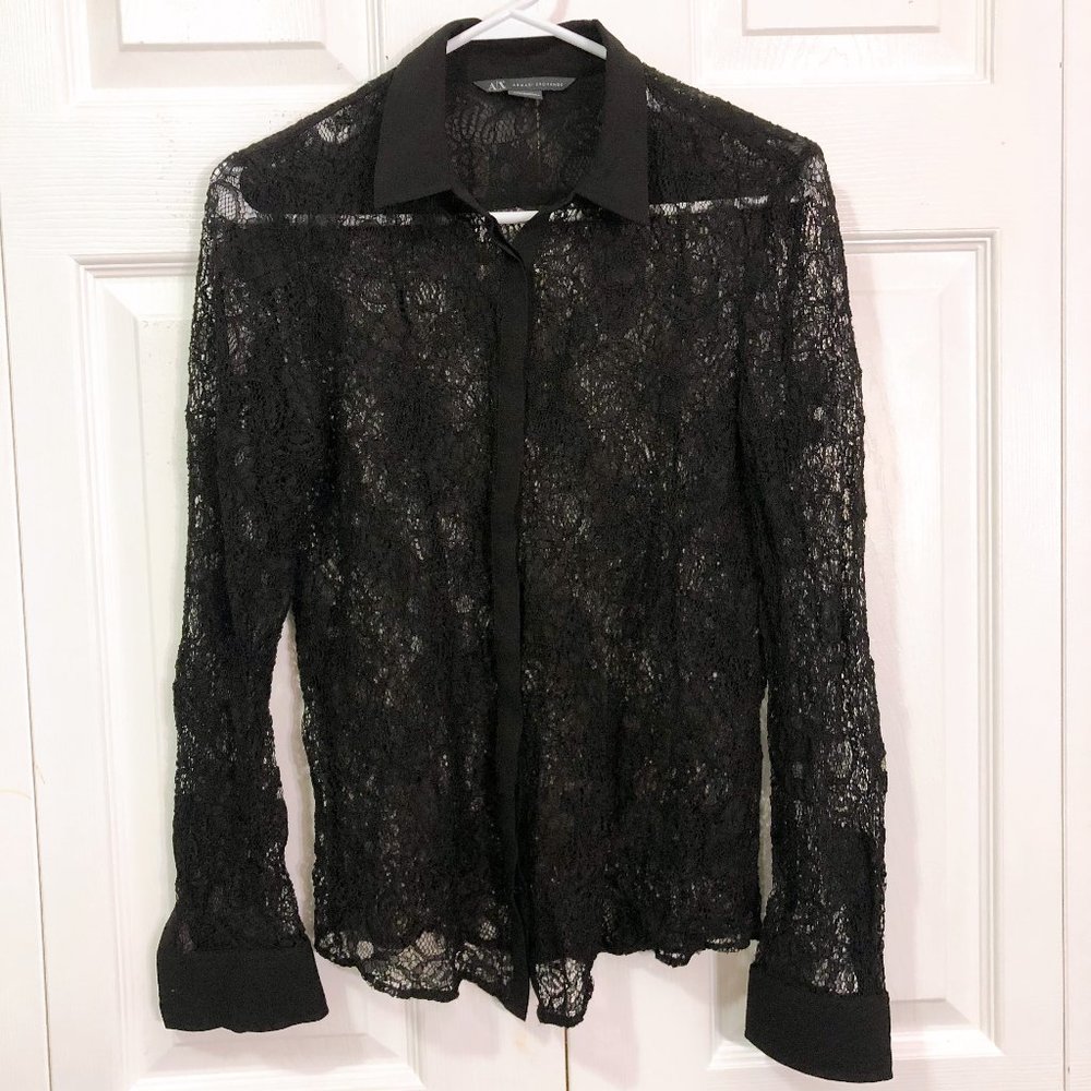 A/X Armani Exchange See-through Long Sleeve Shirt